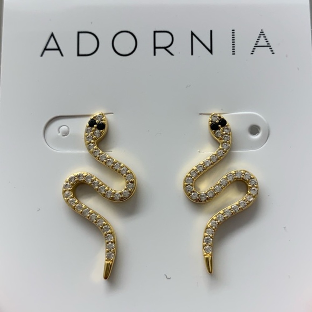ADORNIA Snake Crystal Earrings silver gold